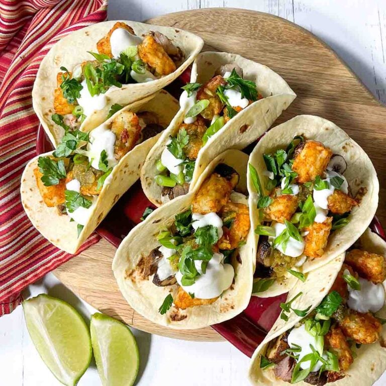 Steak and Mushroom Tacos with Crispy Tater Tots