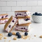 stack of Graham Cracker Ice Cream Sandwiches on white countertop