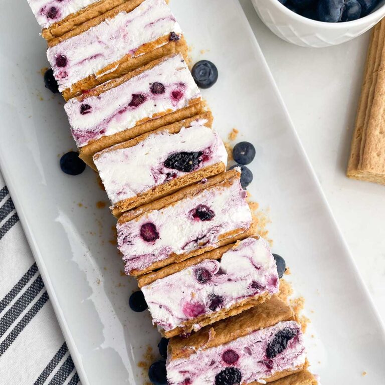 Graham Cracker Ice Cream Sandwiches on a white plate