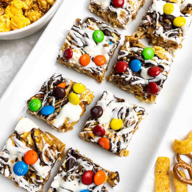 Sweet & Salty Popcorn Bars with Chocolate Drizzle