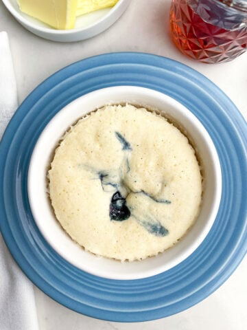 blueberry pancake in a mug.