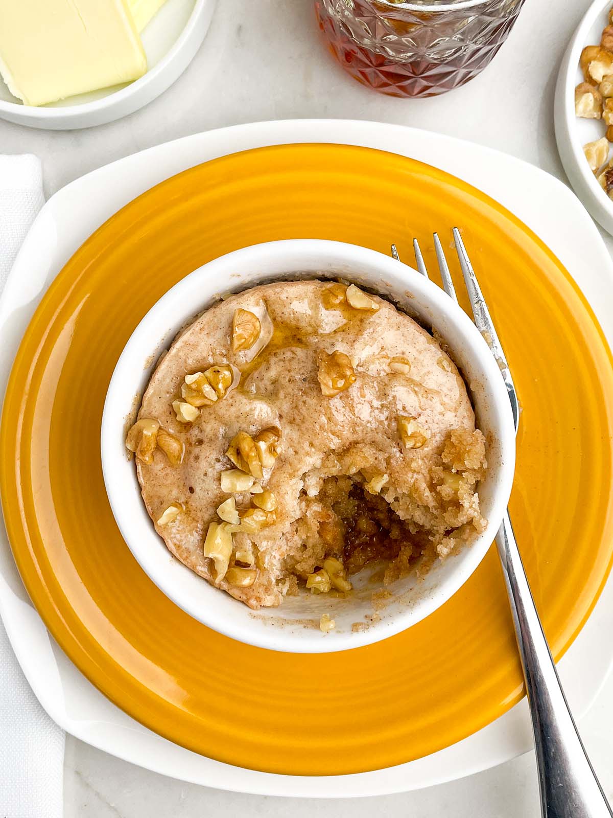banana pancake in a mug.