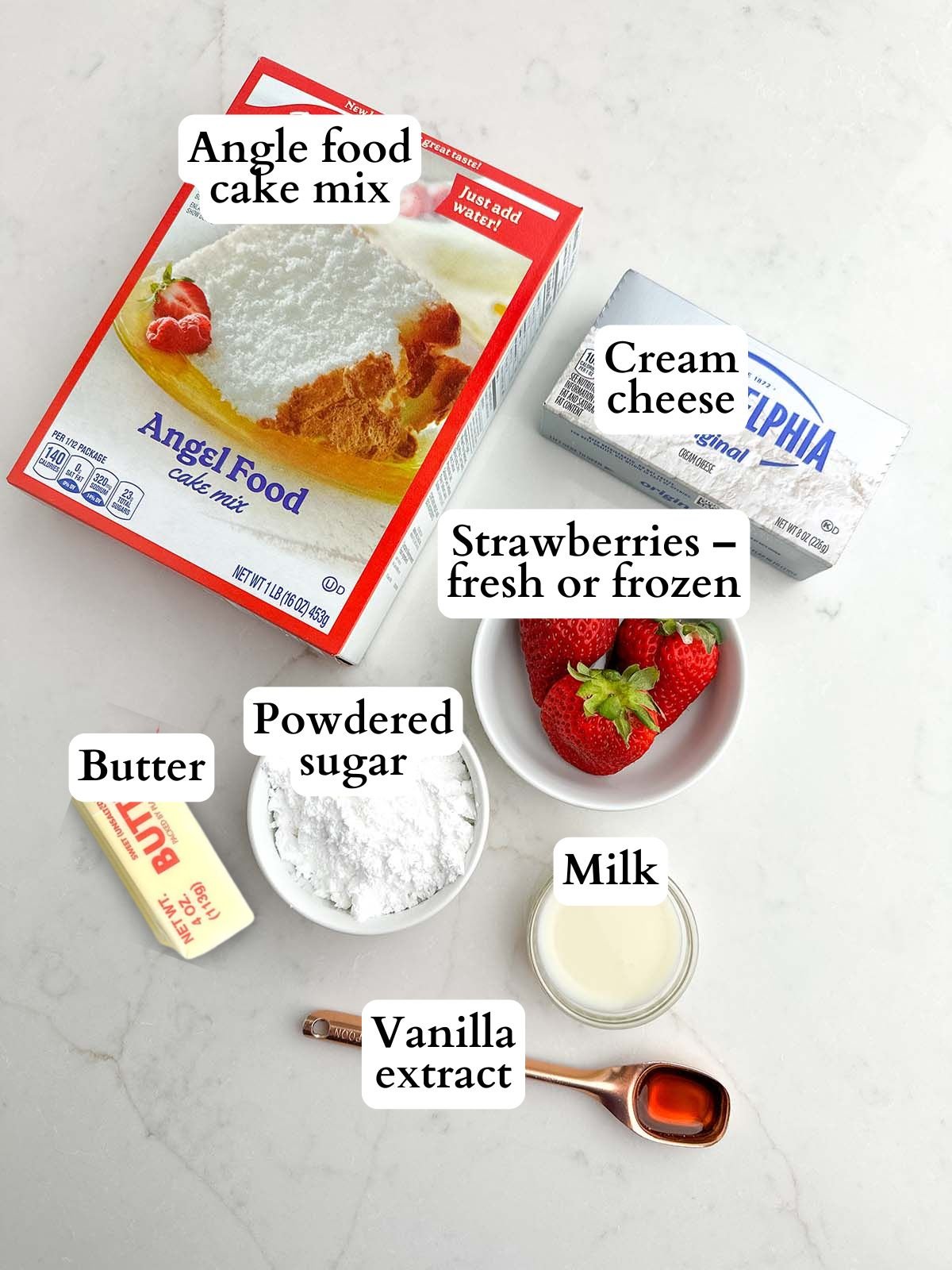strawberry angel food cake ingredients. 
