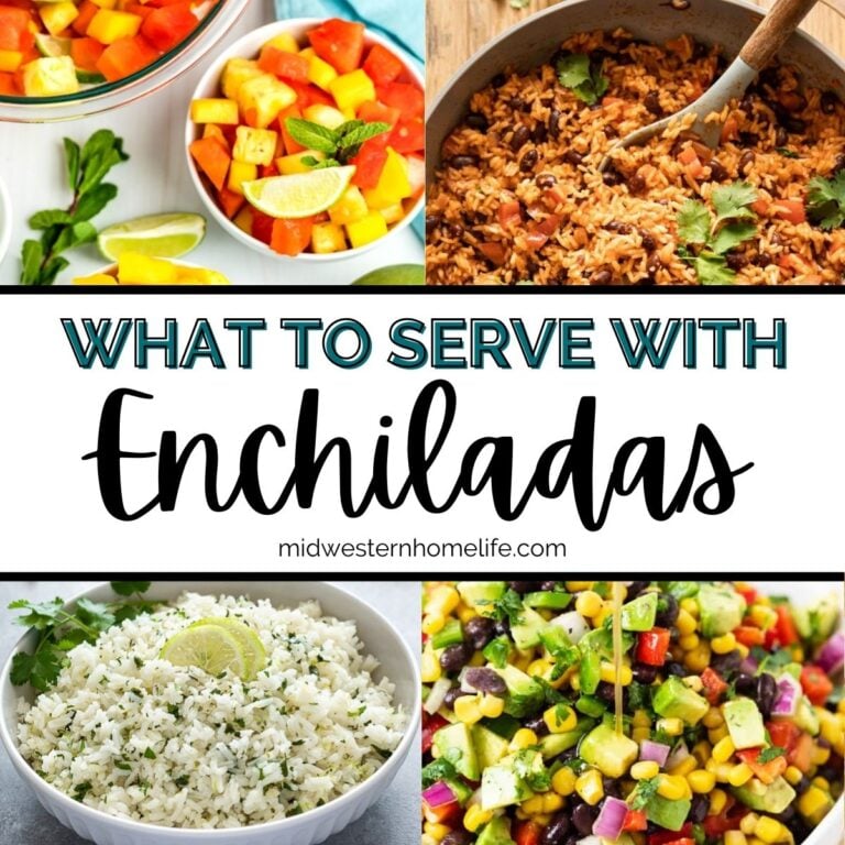 collage of dishes to serve with enchiladas