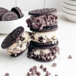 stack of Oreo ice cream sandwiches on a white countertop