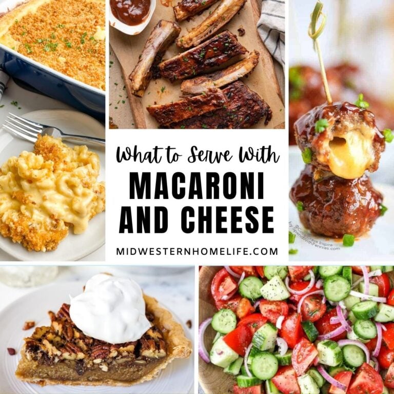 collage of dishes to serve with macaroni and cheese