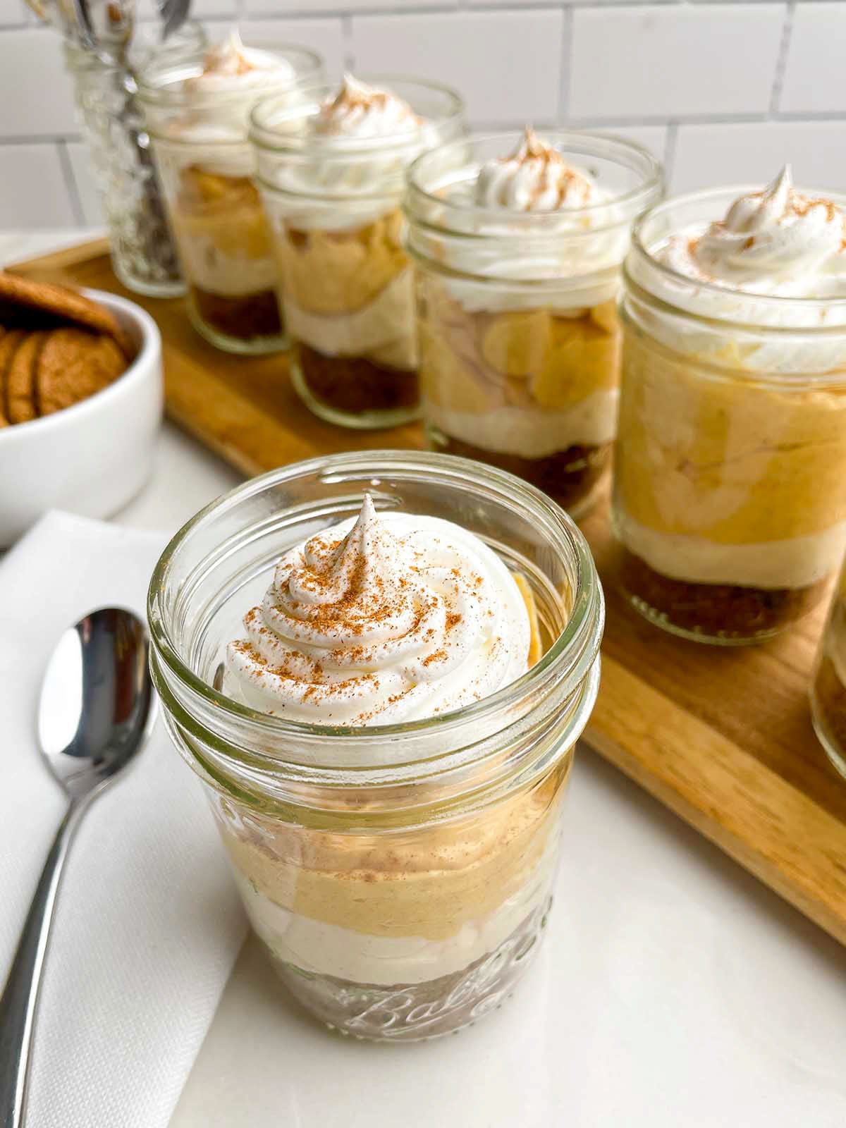pumpkin pie cup in a mason jar