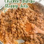 chicken gumbo sloppy joe meat in a skillet.