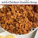 chicken gumbo sloppy joe meat in a bowl.