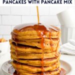 a stack of pumpkin pancakes on a white plate.