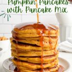 a stack of pumpkin pancakes on a white plate.