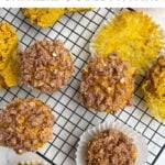 pumpkin oatmeal muffins on a wire rack.