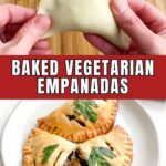 baked vegetarian empanadas on a white plate.