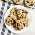 chocolate chip cookies without brown sugar on a white plate