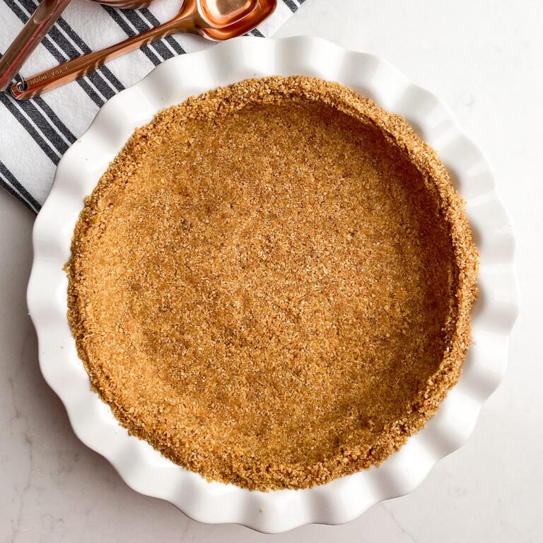 no bake graham cracker crust in white pan