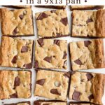slab of toll house cookie bars cut into squares.