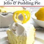 lemon jello pie on a white plate.