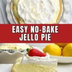jello pudding pie on a white plate.