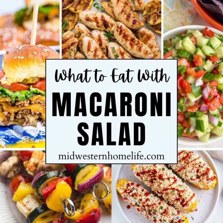 collage of dishes to serve with macaroni salad