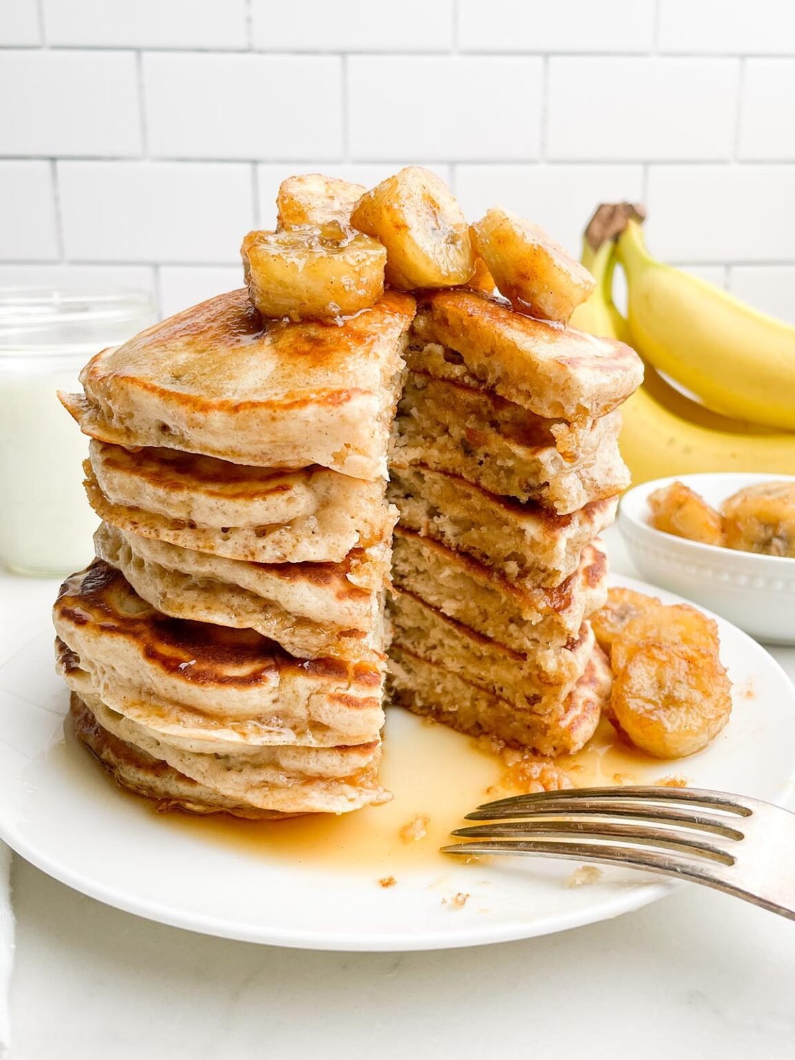 Fluffy Banana Pancakes with Pancake Mix Midwestern HomeLife