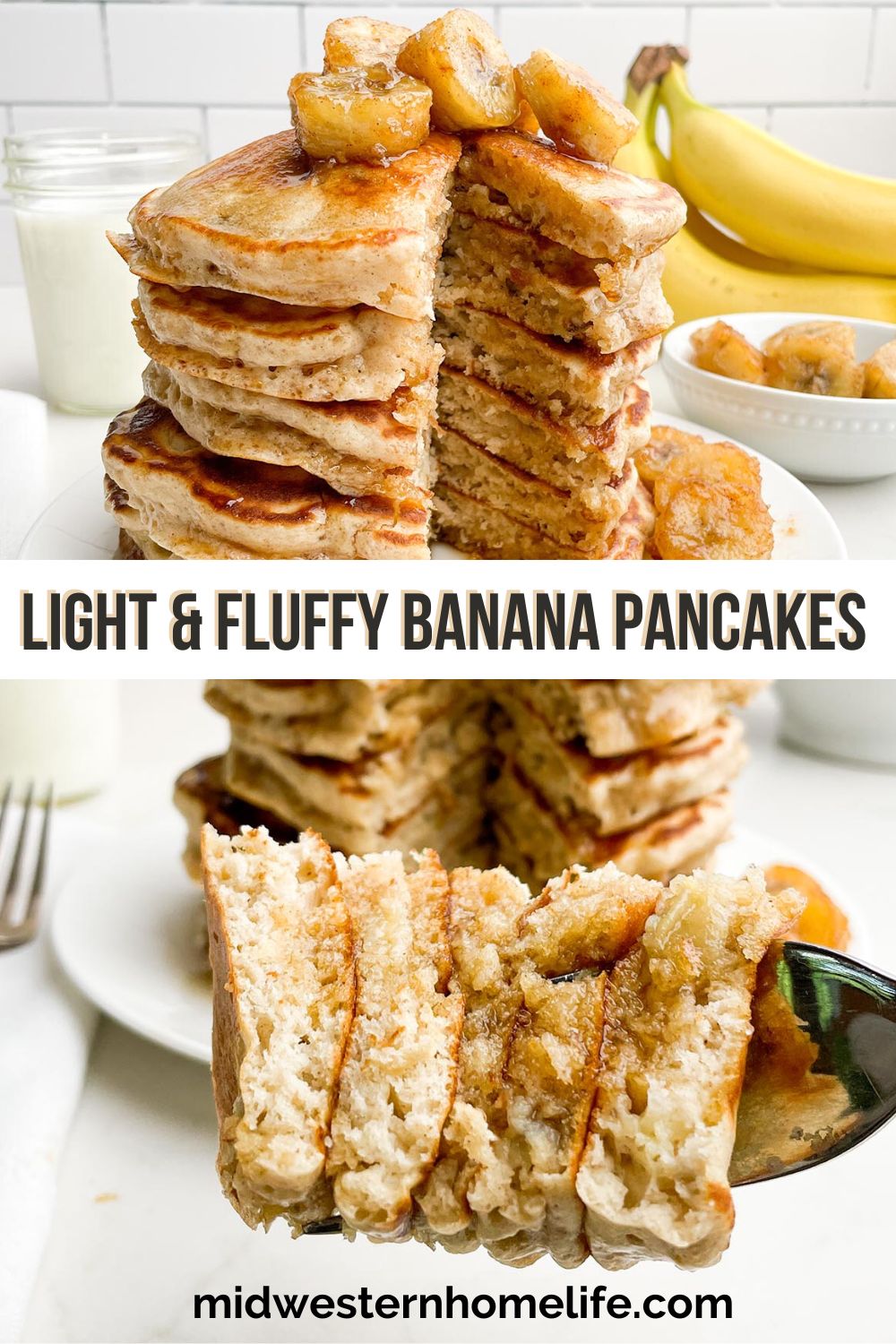 Fluffy Banana Pancakes with Pancake Mix Midwestern HomeLife