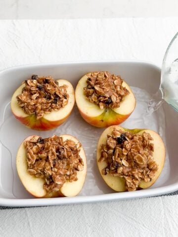 healthy baked apples in a baking dish