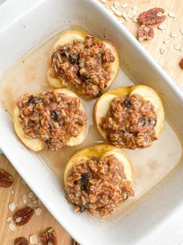 healthy baked apples in a baking dish