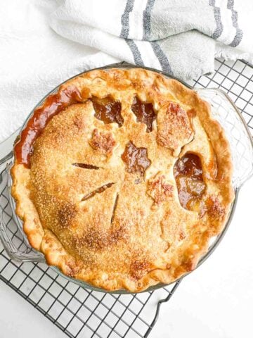 apple pie with canned filling and premade crust.