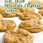 chocolate chipless cookies on a white countertop.