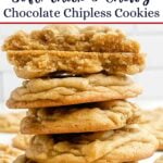 chocolate chipless cookies on a white countertop.