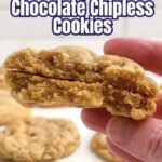 chocolate chipless cookies on a white countertop.