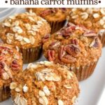 carrot banana muffins on a white plate.