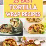 collage of photos of tortilla wraps.