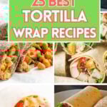 collage of photos of tortilla wraps.