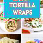 collage of photos of tortilla wraps.