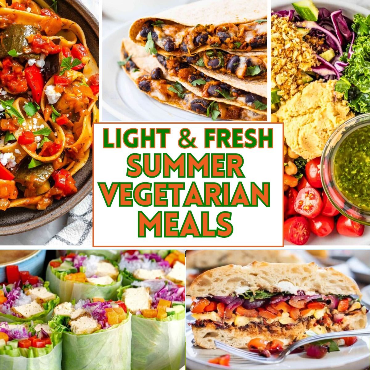 collage of vegetarian meals.