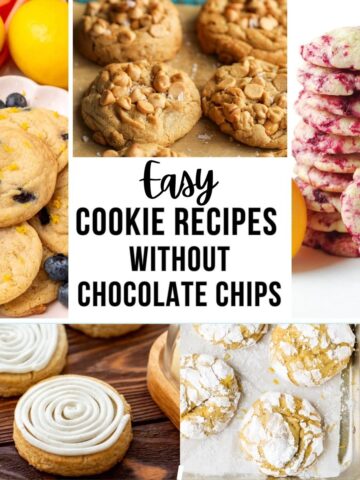 collage of cookie recipes without chocolate chips.