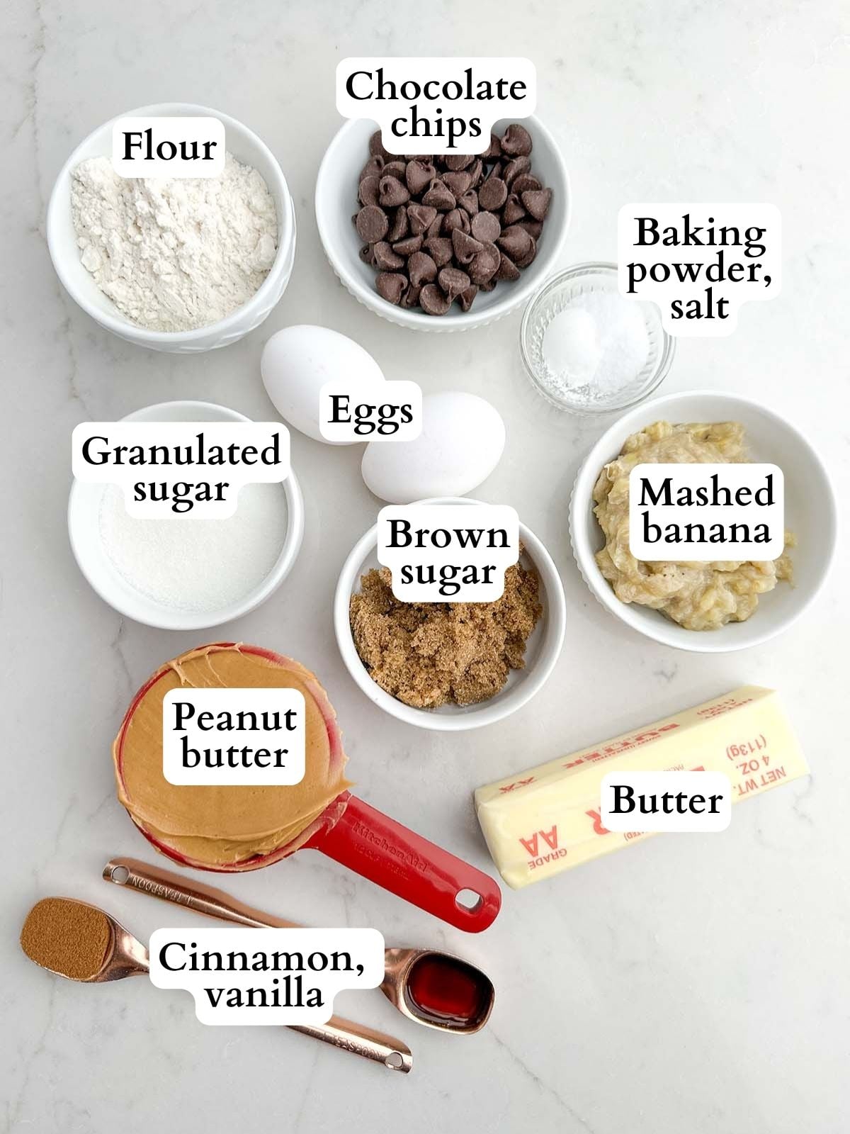 banana blondie bar ingredients.