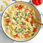 chicken Boursin pasta in a Dutch oven.