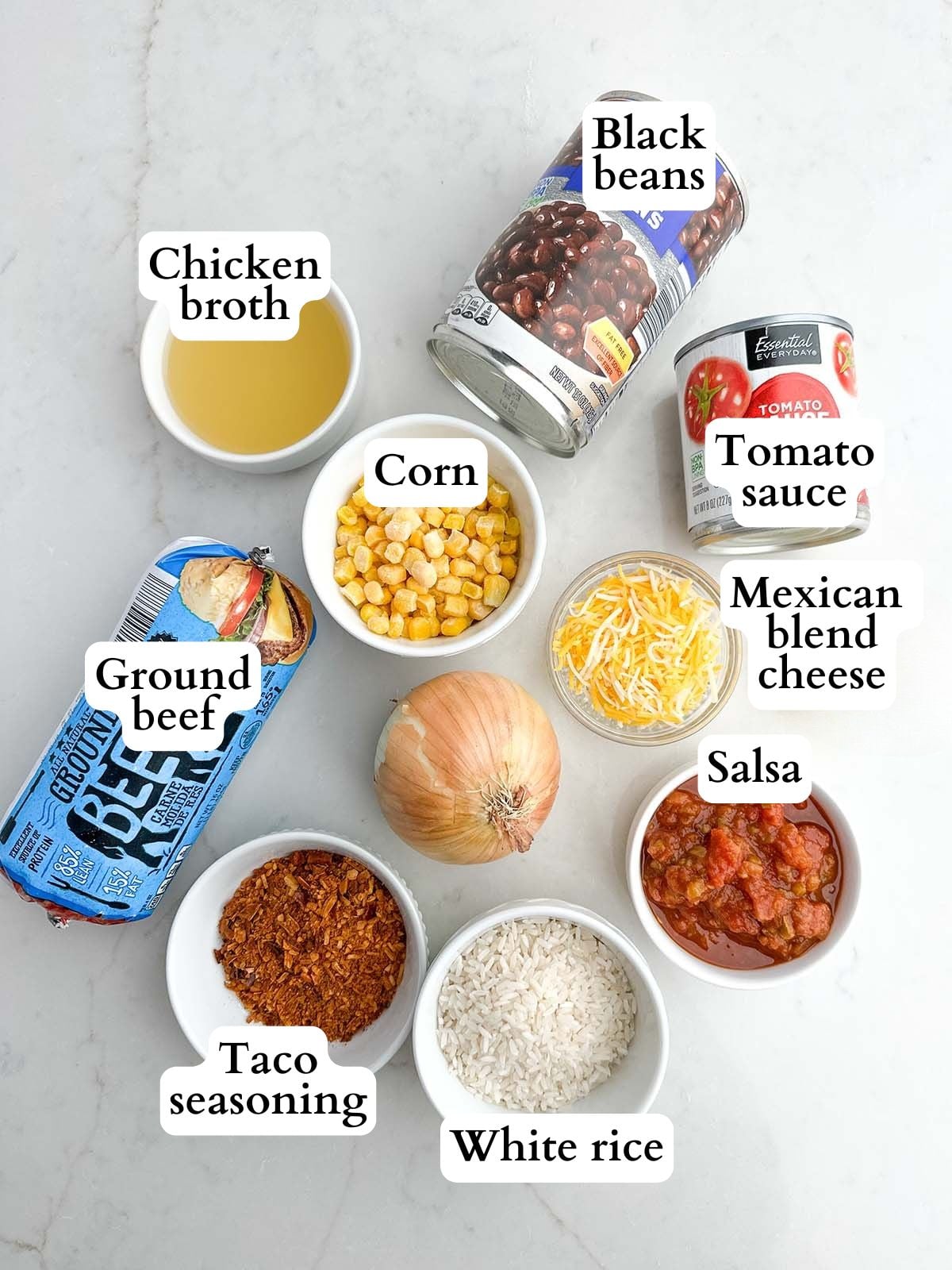 ground beef salsa rice ingredients.
