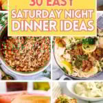 collage of Saturday night dinner recipes.