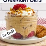 gingerbread overnight oats in a mason jar.