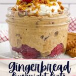 gingerbread overnight oats in a mason jar.