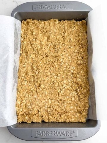 oatmeal crust pressed into a 9 x 13 pan.