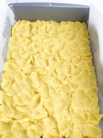 lemon bar dough in a 9 x 13 pan.