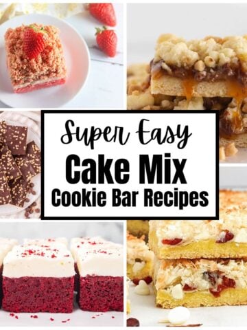 collage of cake mix cookie bars.