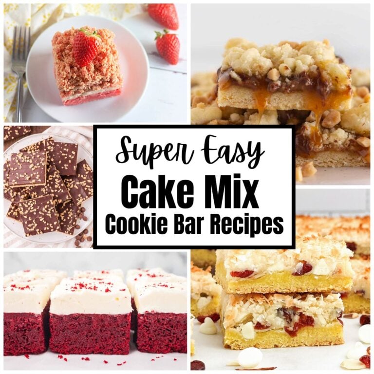 collage of cake mix cookie bars.