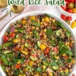 corn and wild rice salad in a white bowl.
