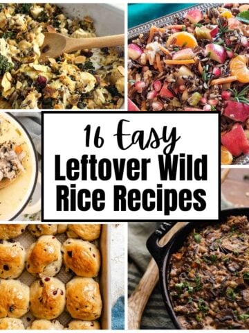 collage of leftover wild rice recipes.