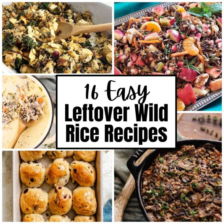 collage of leftover wild rice recipes.